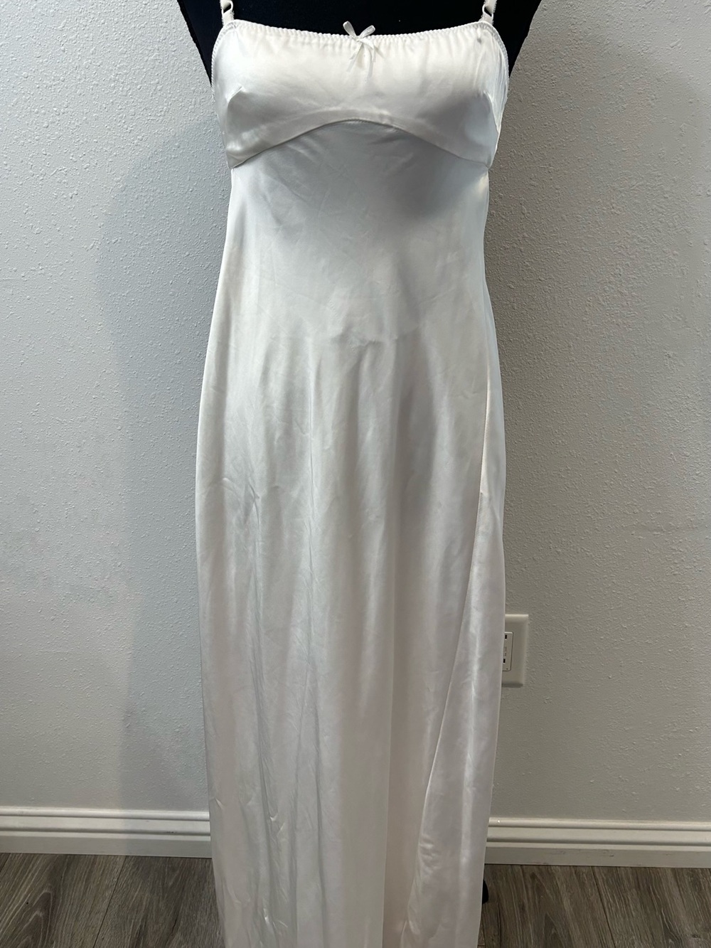Zara White Satin Maxi Slip Dress